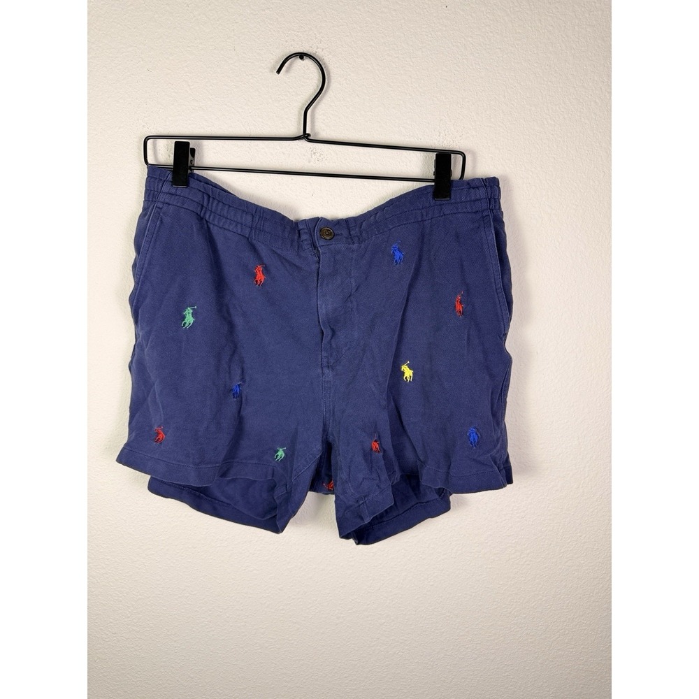 Polo by Ralph Lauren Navy Shorts with Multicolor Polo Logos